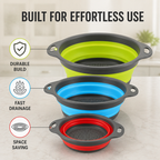 SwiftNest™ 3-Piece Collapsible Colander Set — Instantly Clear Your Counters and Cook with Complete Control