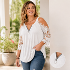SeraphaSilk™ Lace Cold Shoulder Top — Own Every Room with Effortless Elegance and Confidence