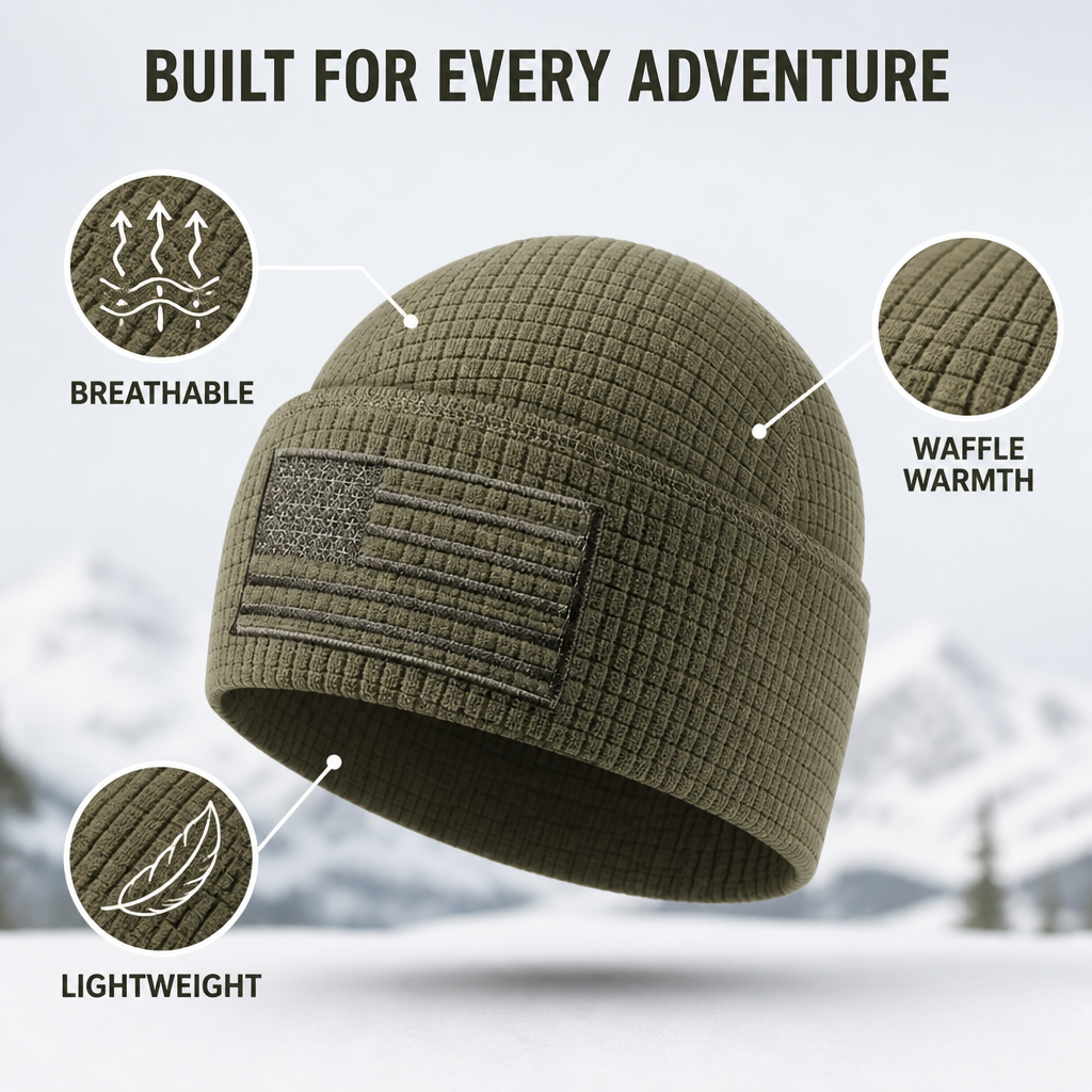 Starswift™ Waffle Watch Cap — Own Every Moment with Featherlight Warmth and Rugged Pride