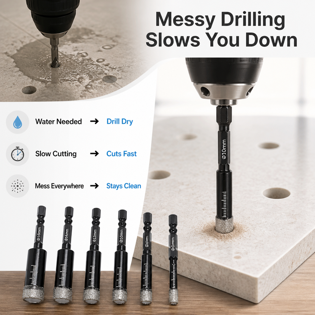 VeroCut™ Diamond Drill Bit Set — Cut Perfect Holes Fast Without Water or Mess