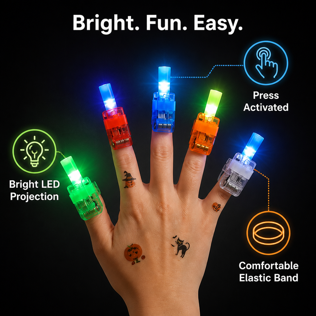 SpectraShine™ LED Finger Rings — Ignite Instant Wonder and Endless Halloween Smiles