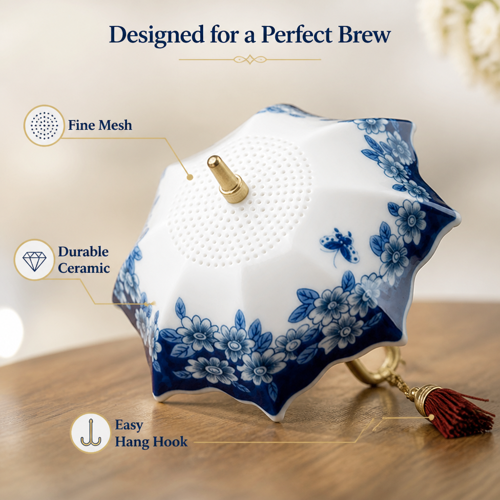 Serevia™ Ceramic Umbrella Tea Strainer — Transform Every Sip into a Soothing Moment of Pure Calm