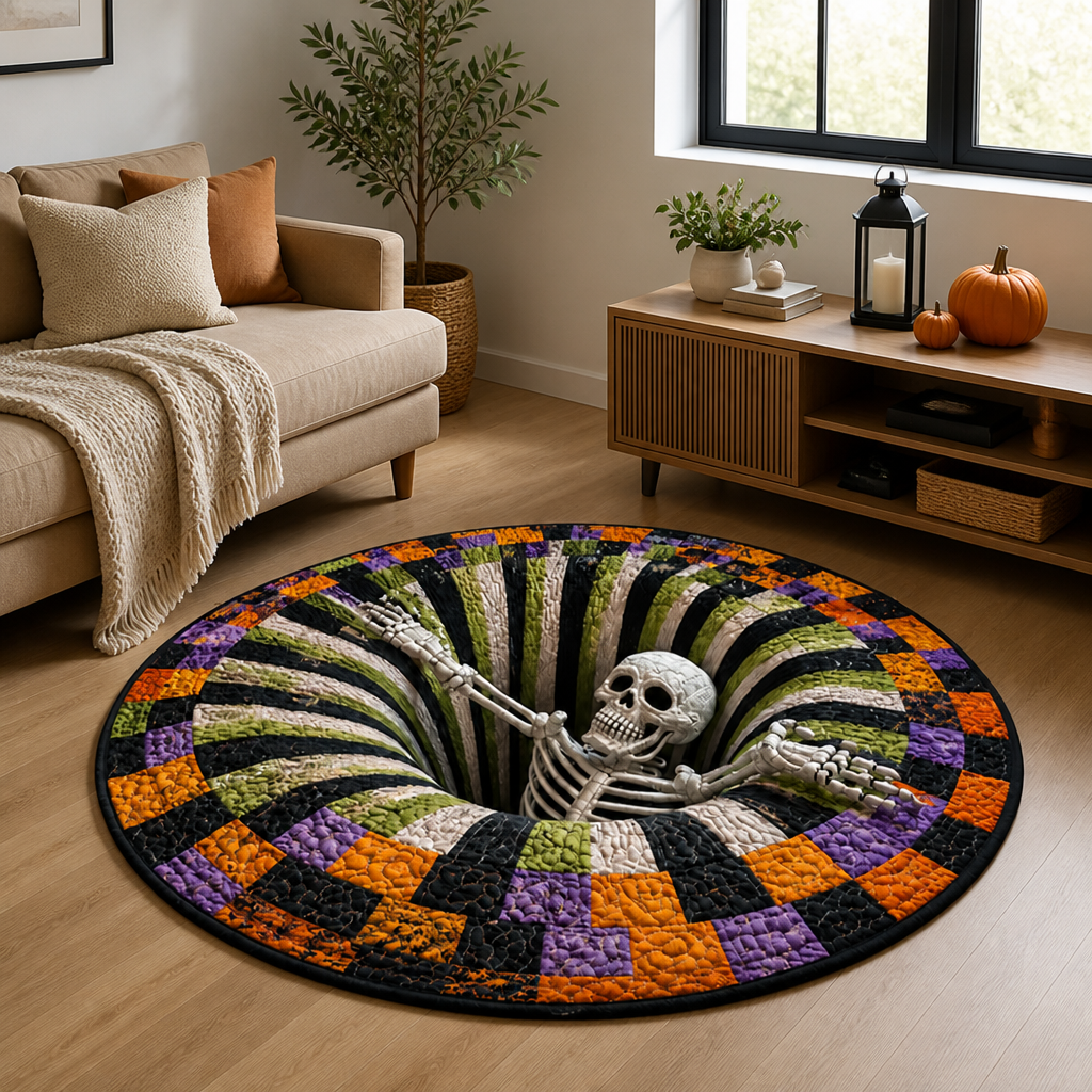 VortiGlow™ Quilted Round Rug — Command Every Step With Hypnotic Halloween Magic