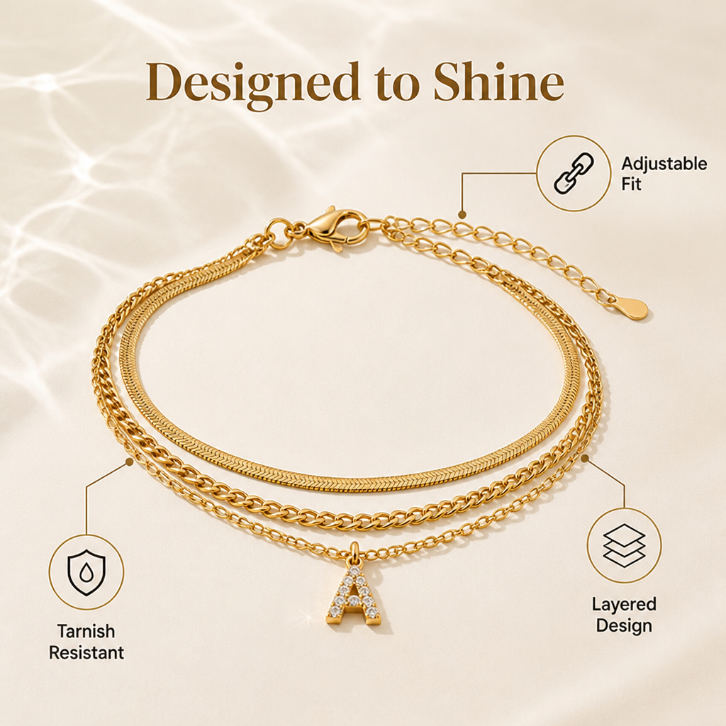 LumeaCharm™ Gold Initial Anklets — Wear Your Unique Story with Effortless Grace