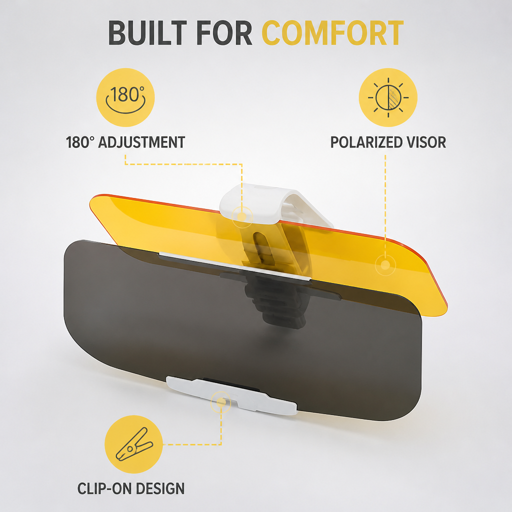 GlareEase™ — Drive With Less Squinting in Bright Sunlight