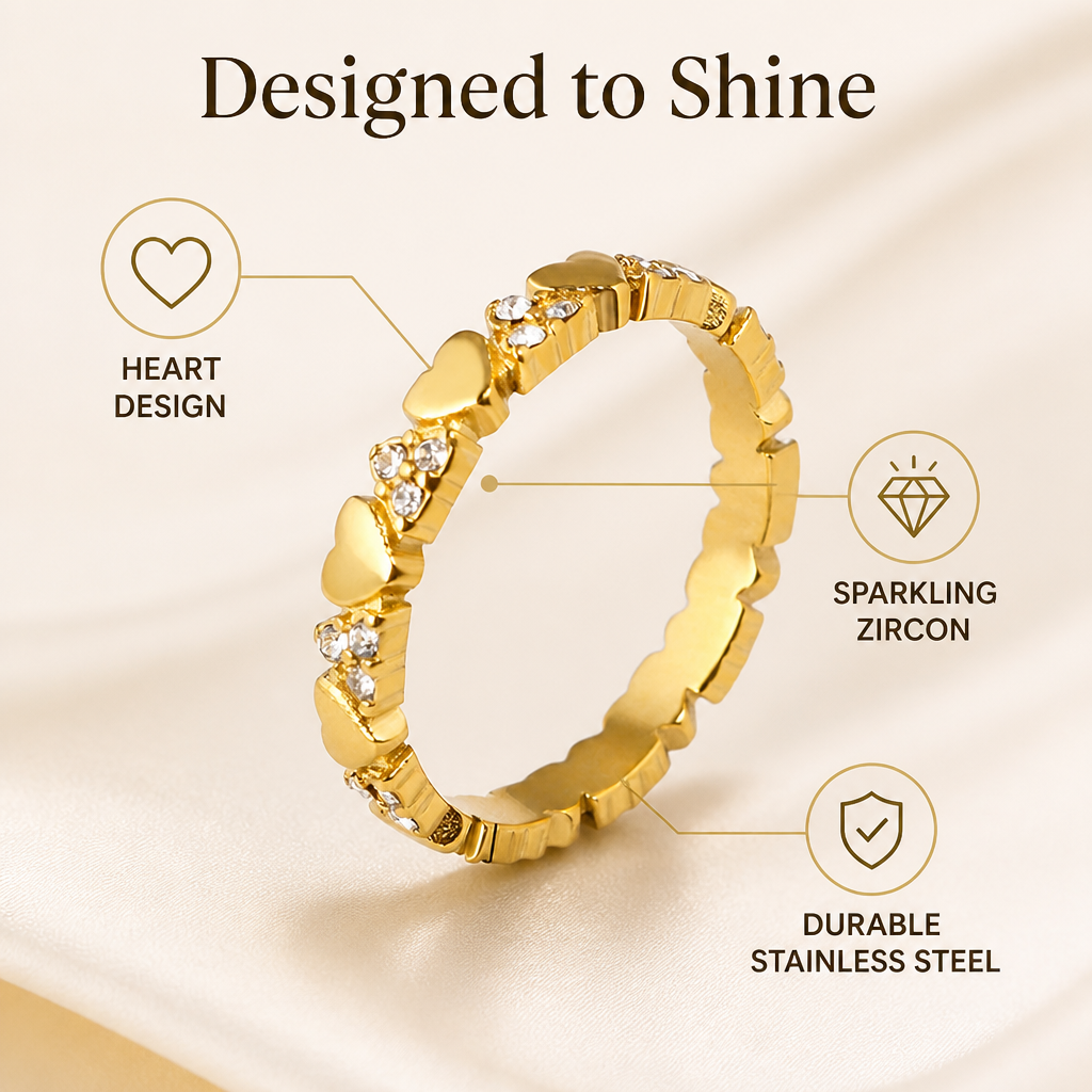 LunaLuxe™ Heart Eternity Ring — Ignite Passion and Shine with Every Glance