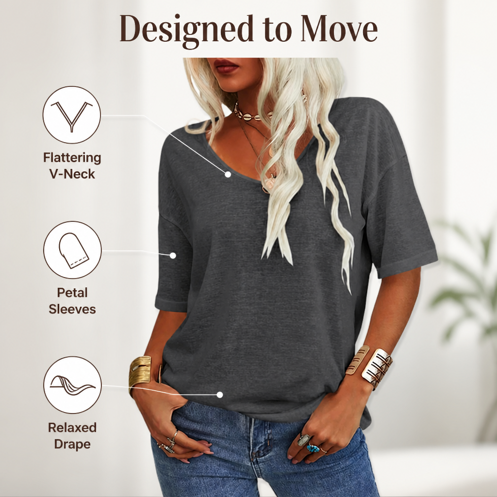 LumaLuxe™ Petal Sleeve Stretch Jersey Tee — Feel Stunningly Comfortable and Confident All Day Long