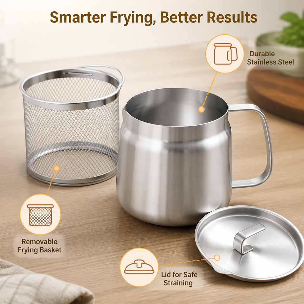 CrispEase™ — Unlock Crispy, Flavor-Packed Frying Without the Mess or Stress