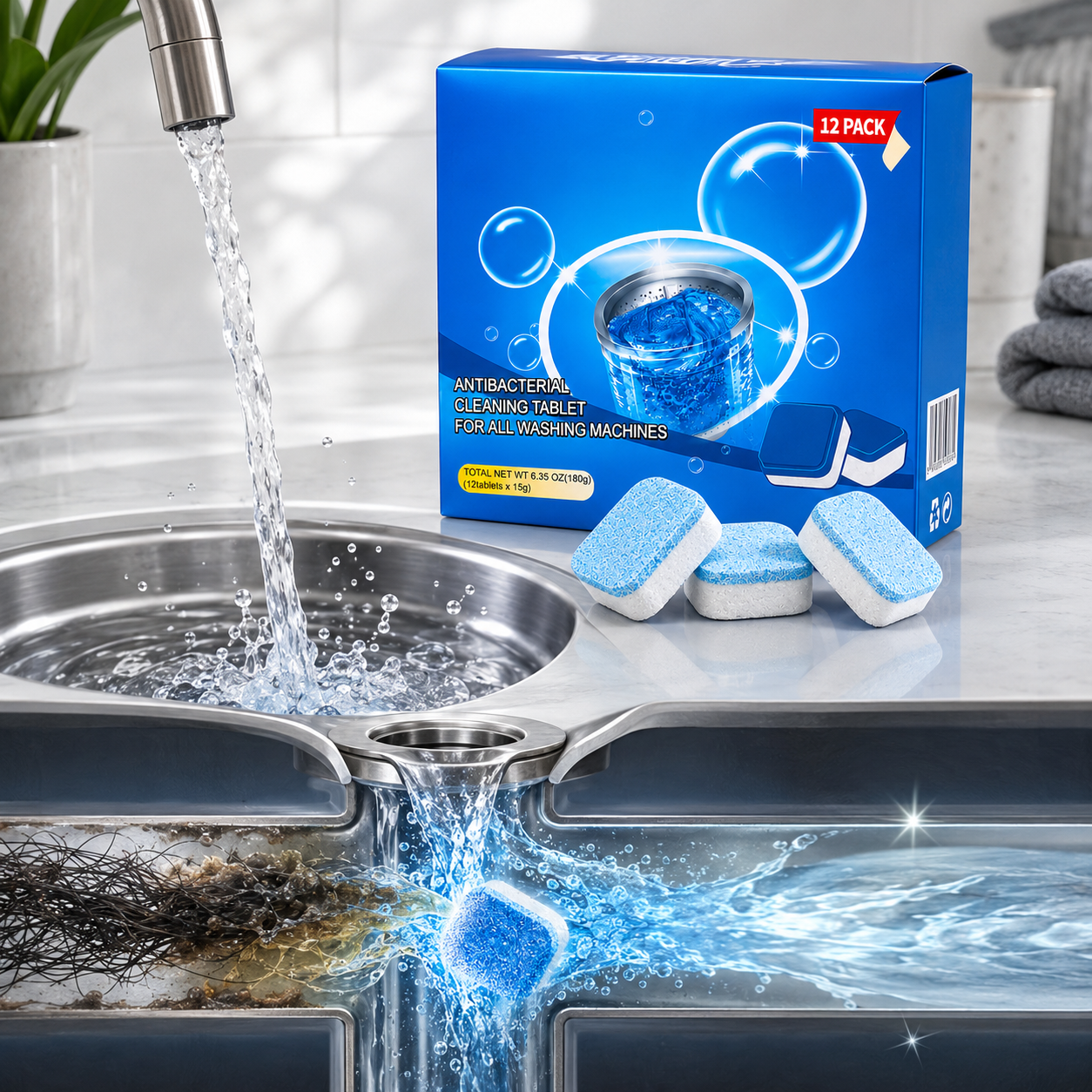 FlowFreez™ Drain Rescue Tablets — End Drain Hassles and Enjoy Year-Round Freshness with Zero Effort