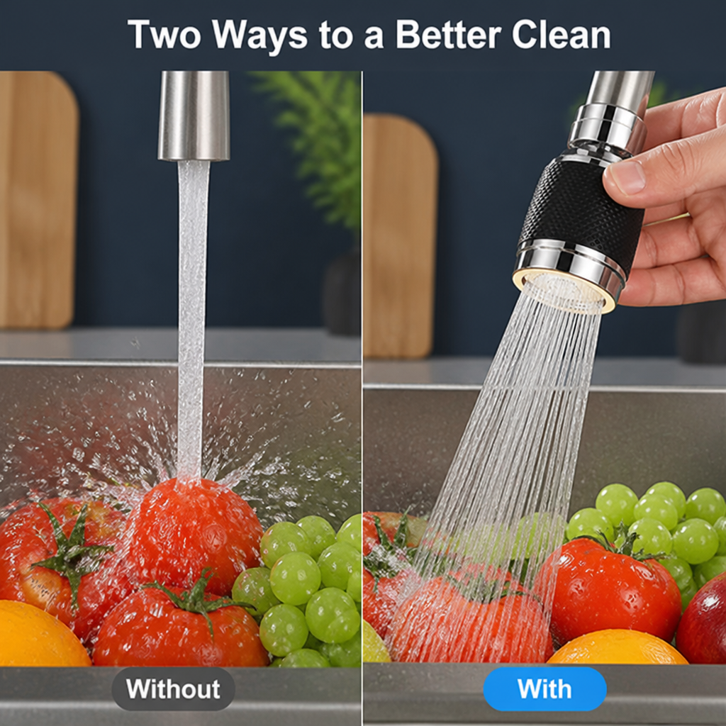 AquaPulse™ 3-Mode Faucet Aerator — Master Your Kitchen with Effortless Precision and Splash-Free Power