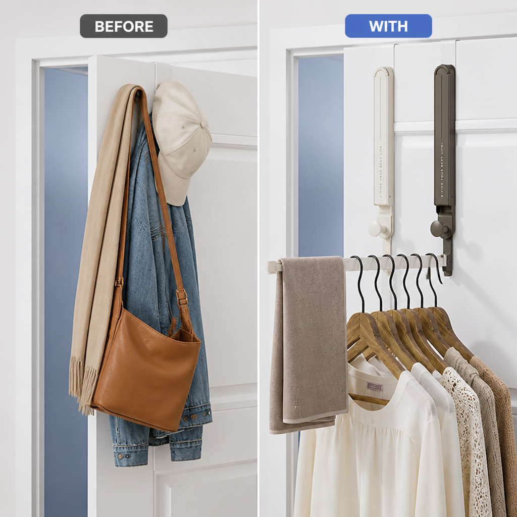 FlexiHold™ Foldable Hooks Hanger — Instantly Declutter Any Space and Feel Total Freedom