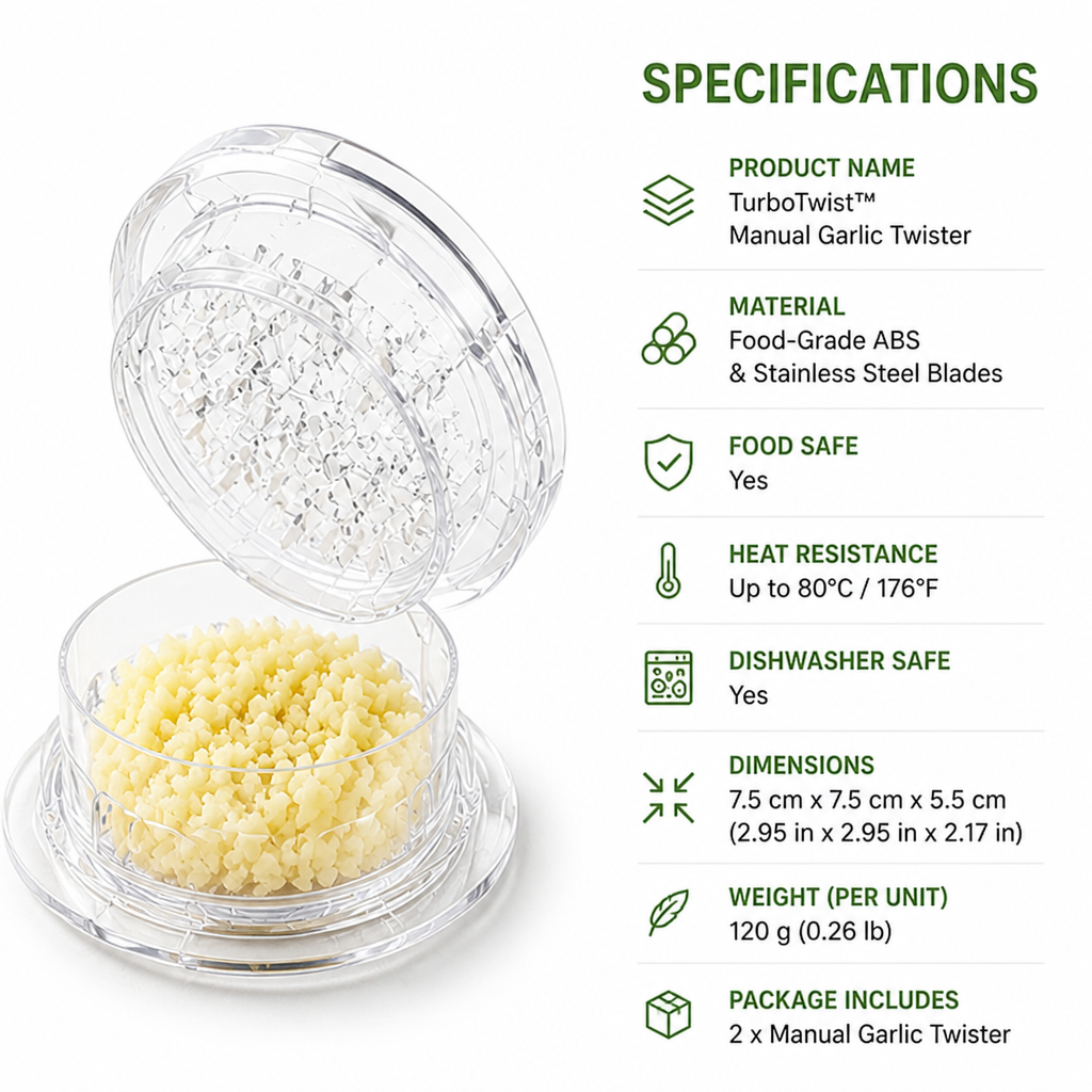 TurboTwist™ — Crush Garlic Mess-Free and Unleash Bold Flavor Instantly