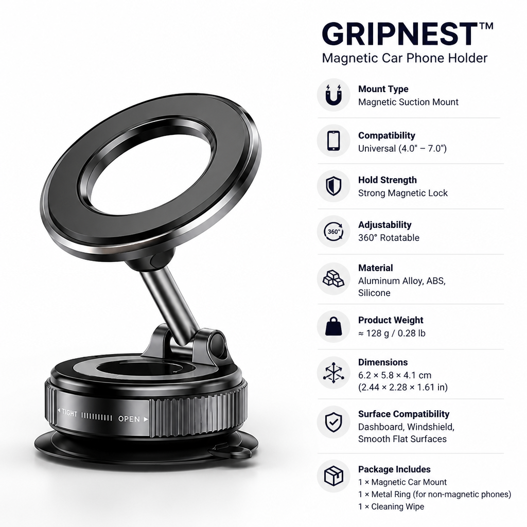 GripNest™ — Drive Calm and Confident with a Phone That Stays Put