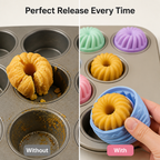FlexiBake™ Silicone Donut Cups — Bake Perfect Mini Treats Without the Fuss or Mess (3pieces)