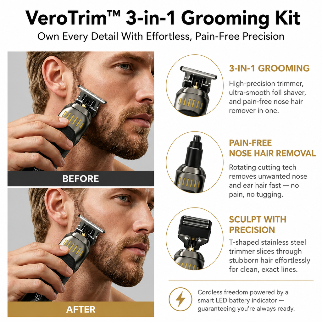 VeroTrim™ 3-in-1 Grooming Kit — Own Every Detail With Effortless, Pain-Free Precision