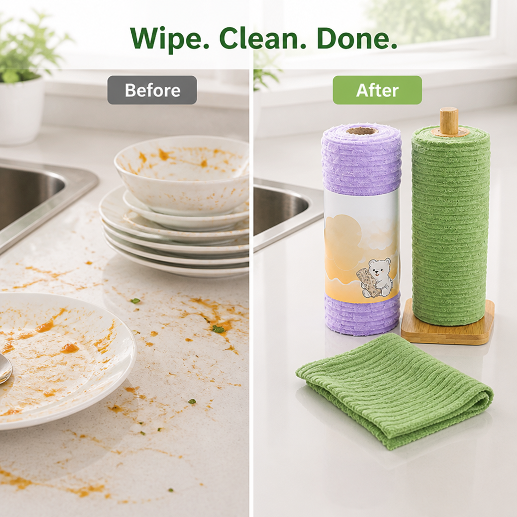 MiraClean™ Tearable Cleaning Cloth Roll — Cut Through Messes Fast and Enjoy a Sparkling, Stress-Free Home