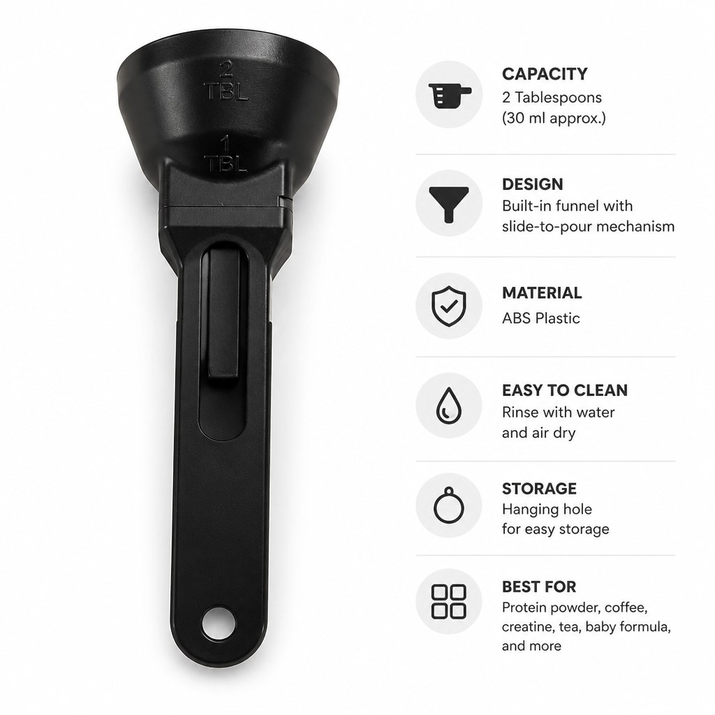 Scoopella™ — Pour Protein and Coffee Without Spilling a Single Scoop