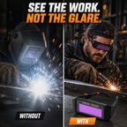 ArcEase™ auto-darkening glasses — Stay focused on every detail, not the glare