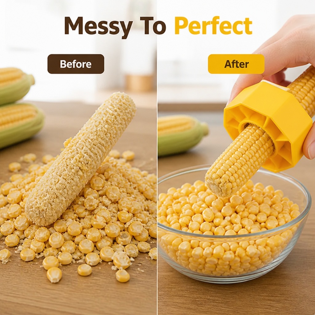 KernEase™ — Cut Kernels Clean and Easy for Mess-Free, Perfect Corn Every Time