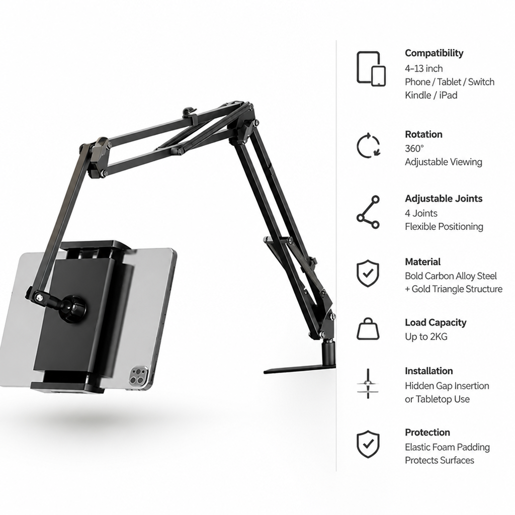 Tabnook™ — Watch Hands-Free From Bed, Sofa, or Desk Without Clamps