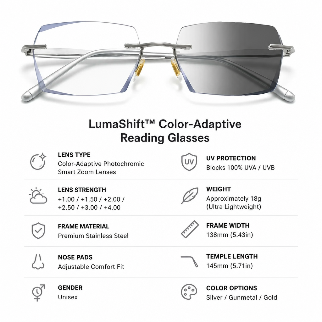 LumaShift™ Color-Adaptive Reading Glasses — Effortless Focus and All-Day Eye Comfort That Powers Your Day