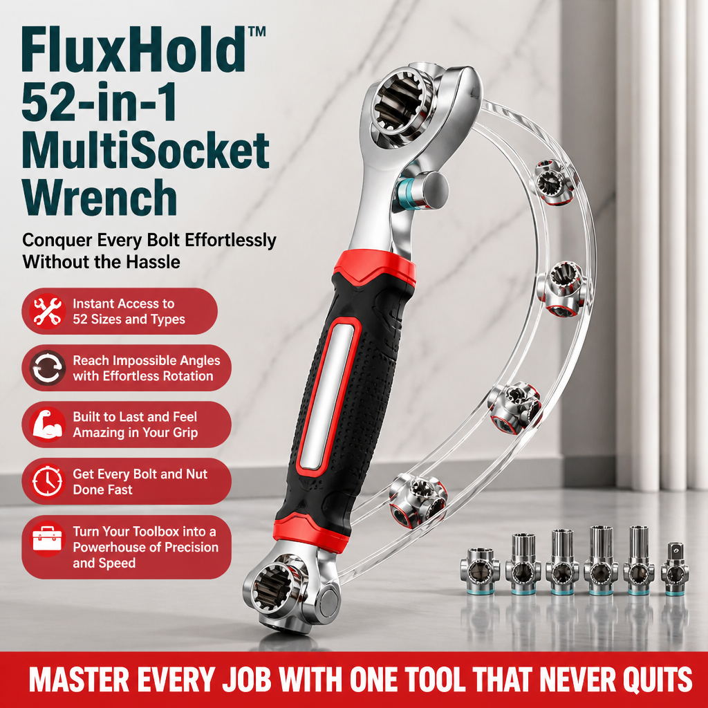 FluxHold™ 52-in-1 MultiSocket Wrench — Conquer Every Bolt Effortlessly Without the Hassle
