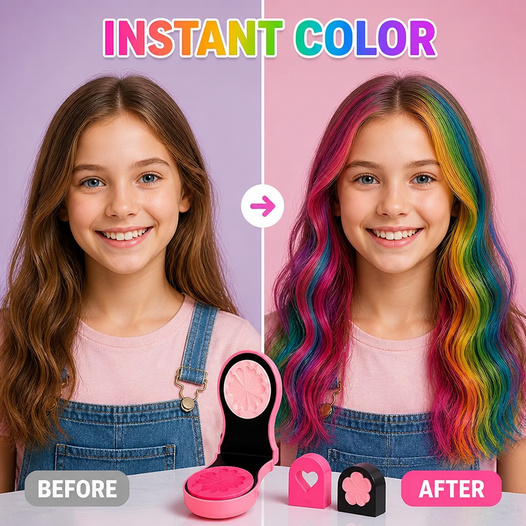 HueBurst™ Temporary Hair Chalk Set — Ignite Your Child’s Sparkling Imagination Instantly