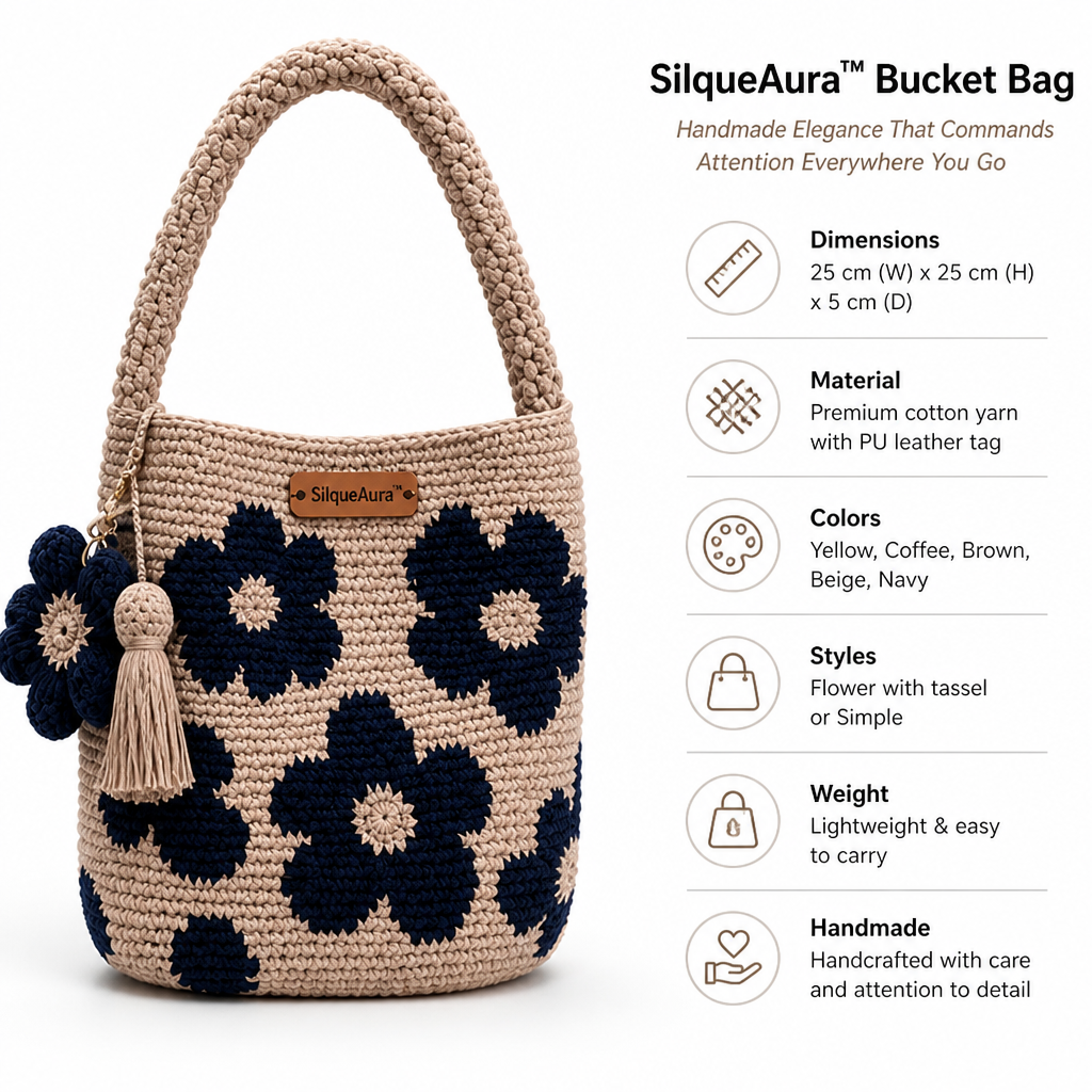 SilqueAura™ Bucket Bag — Handmade Elegance That Commands Attention Everywhere You Go