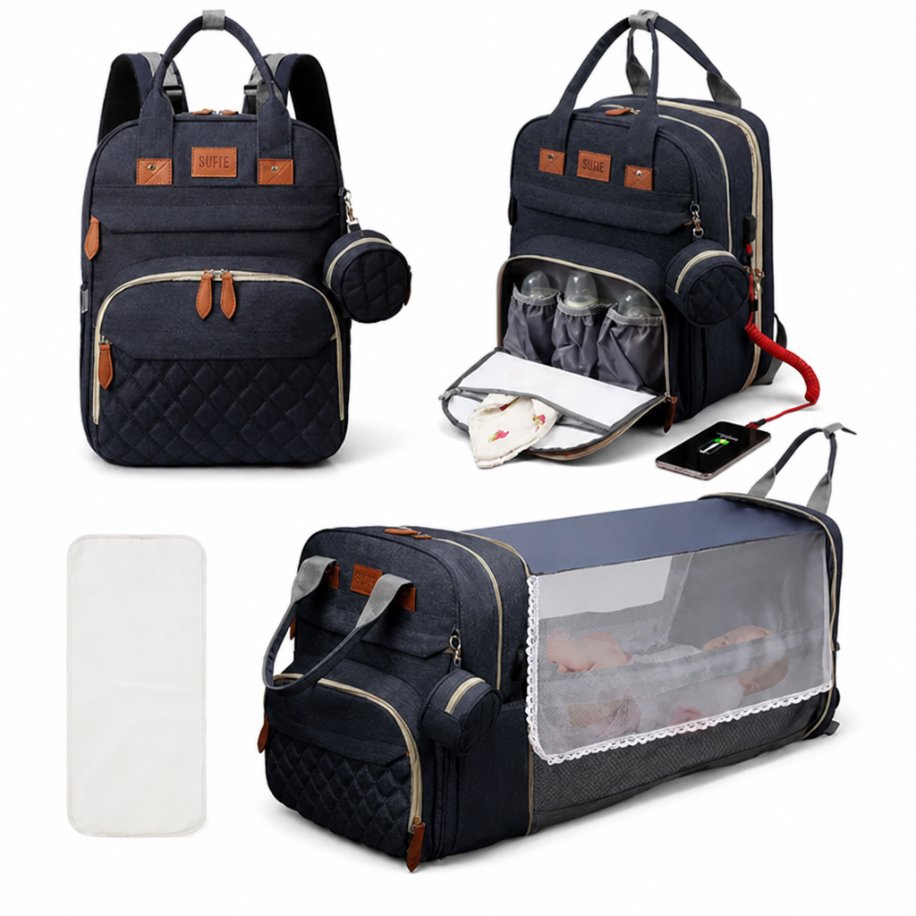 NurtureNest™ — Feel ready for every outing with baby’s essentials, bed, and changing mat in one bag