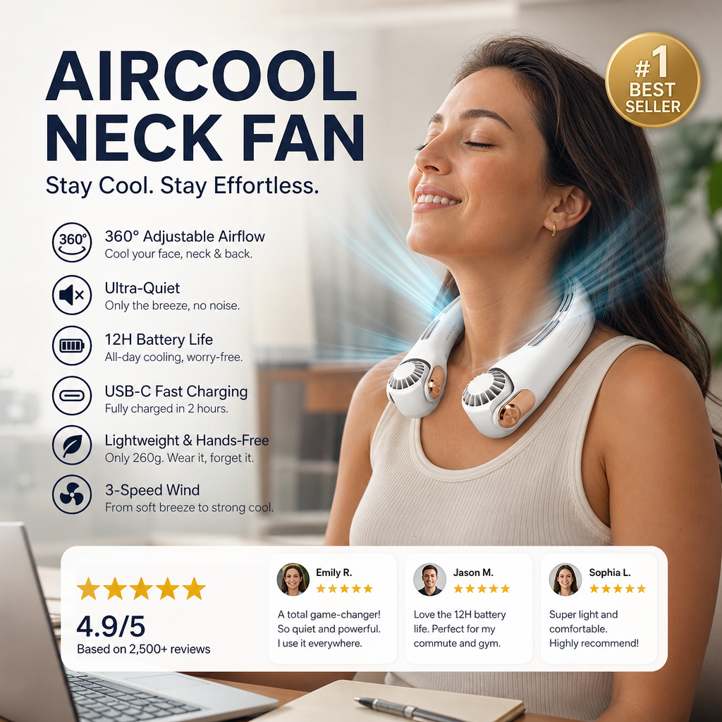 BreezeAura™ — Your Personal, Whisper-Quiet Cool Anywhere You Go