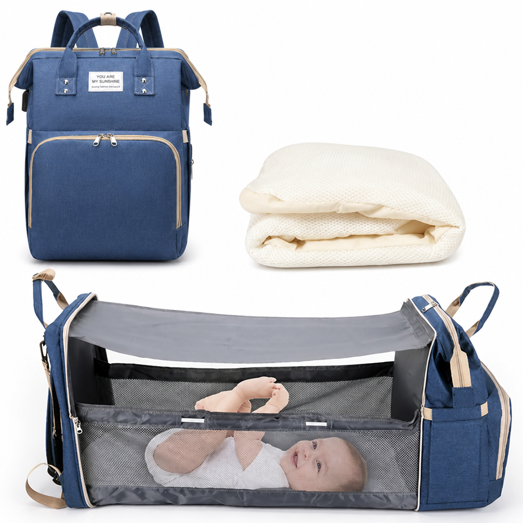 NurtureNest™ — Feel ready for every outing with baby’s essentials, bed, and changing mat in one bag