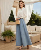 ValenciaLine™ Denim Maxi Skirt — Sculpt Your Curves and Own Every Room with Effortless Grace