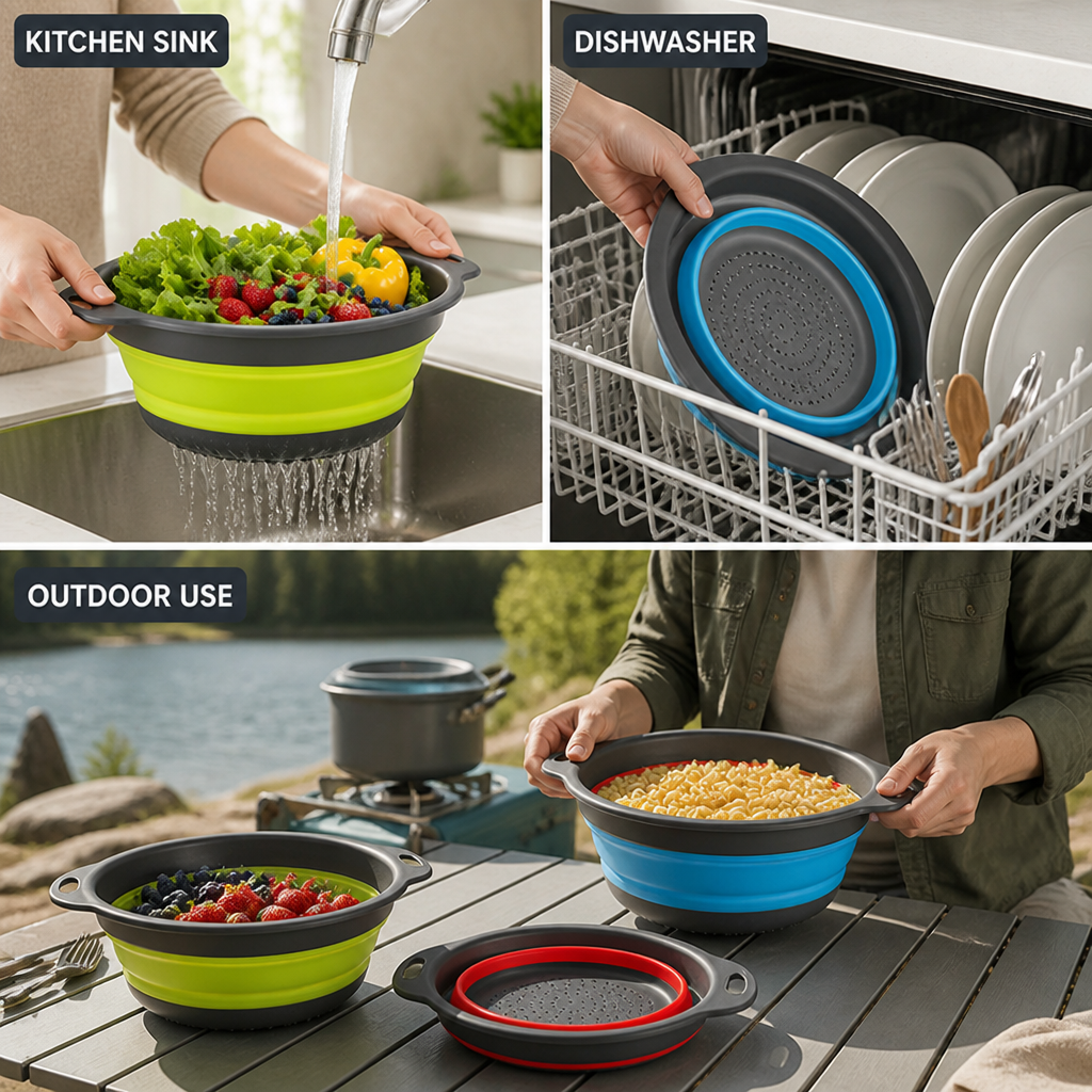 SwiftNest™ 3-Piece Collapsible Colander Set — Instantly Clear Your Counters and Cook with Complete Control