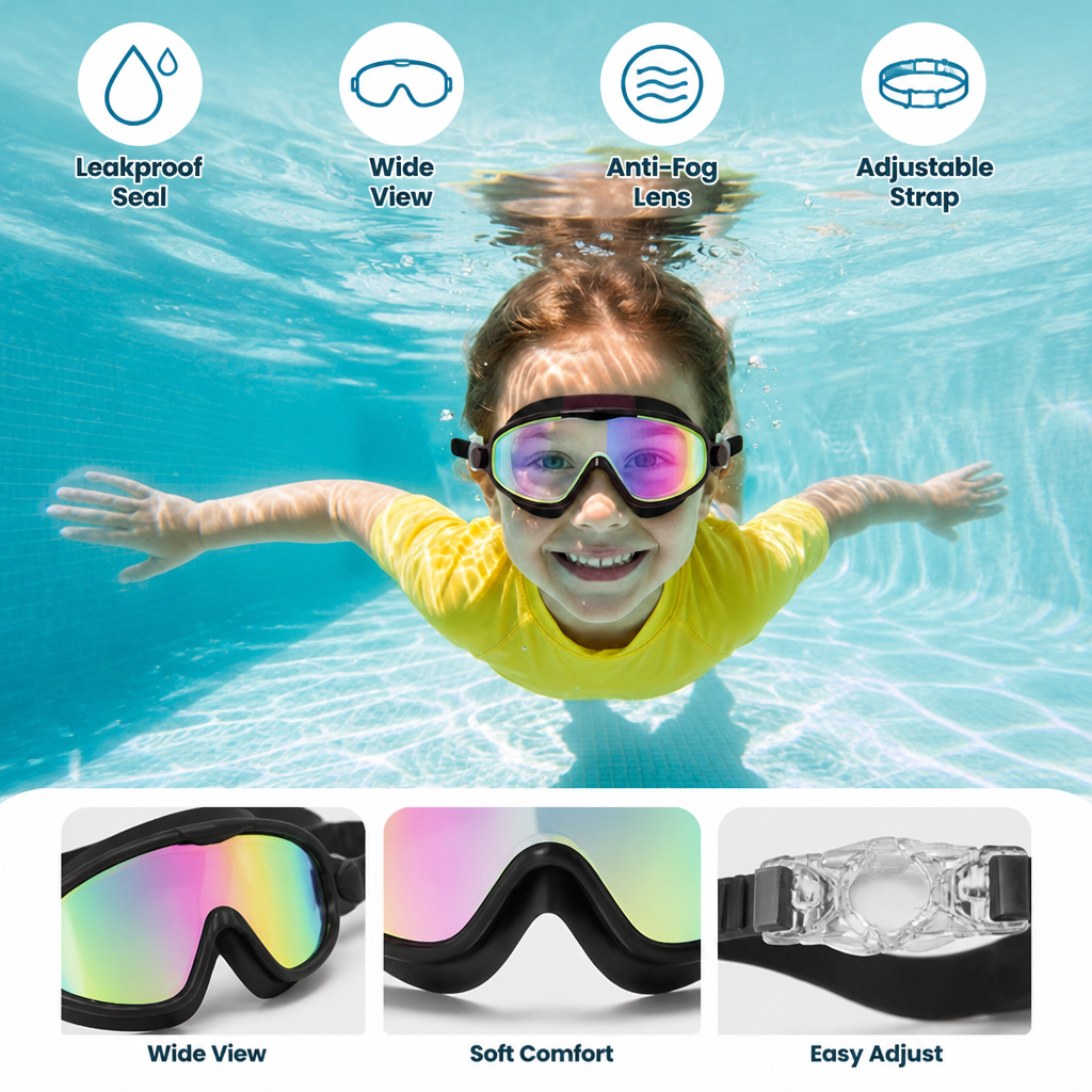 Neruvo™ Goggles — Let Your Child Swim Confidently with Crystal-Clear, Leakproof Comfort