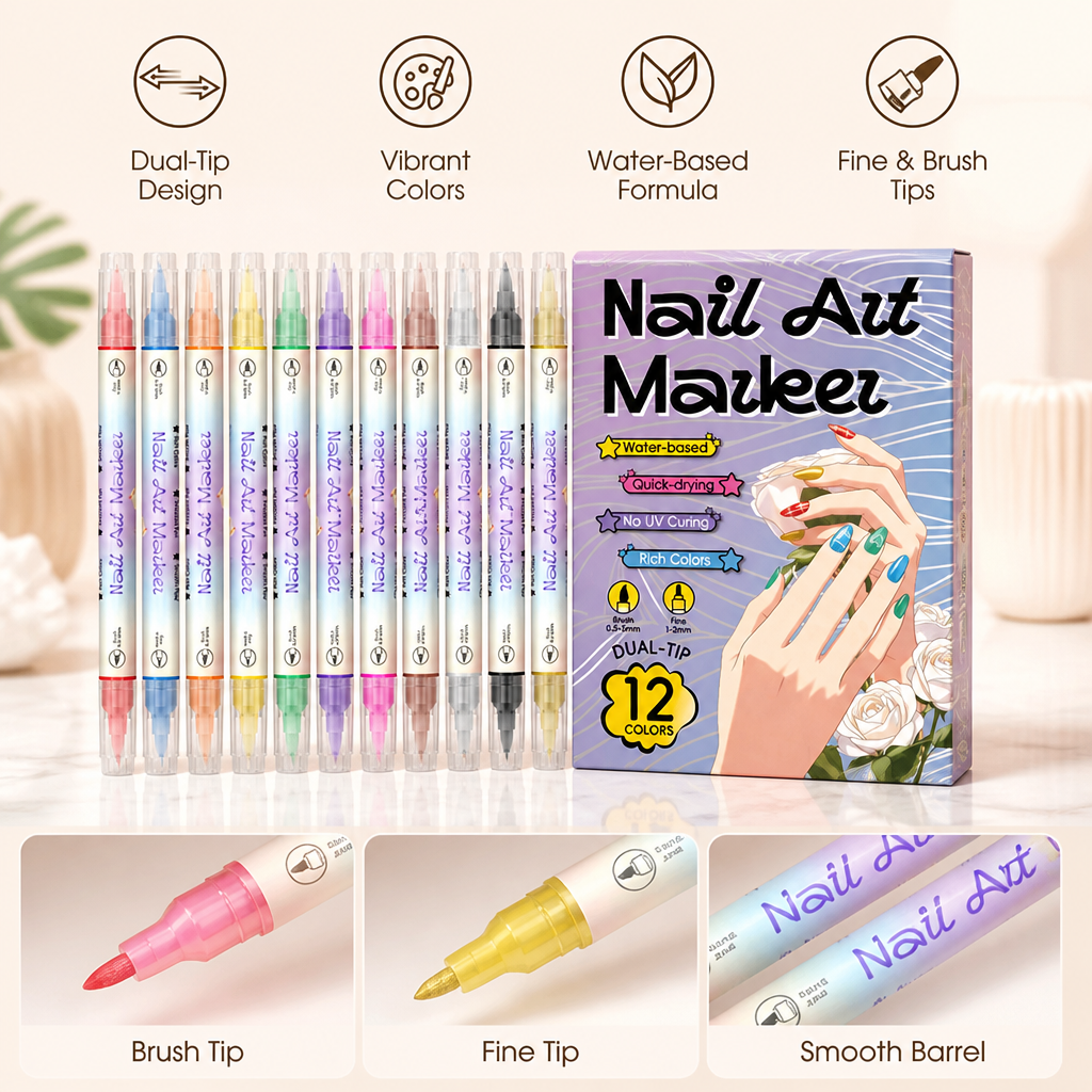 VividMuse™ Dual-Tip Nail Art Pens — Unleash Stunning, Smudge-Free Nails That Demand Attention