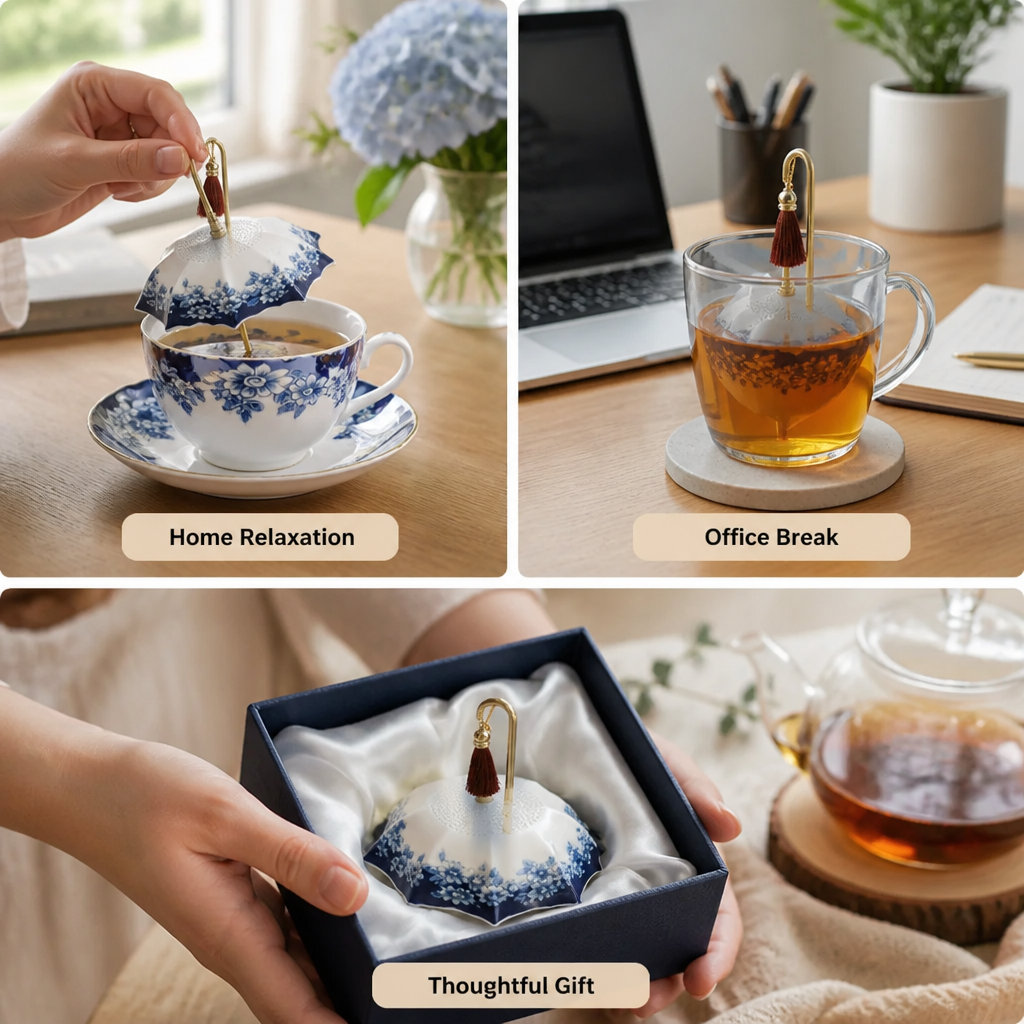 Serevia™ Ceramic Umbrella Tea Strainer — Transform Every Sip into a Soothing Moment of Pure Calm