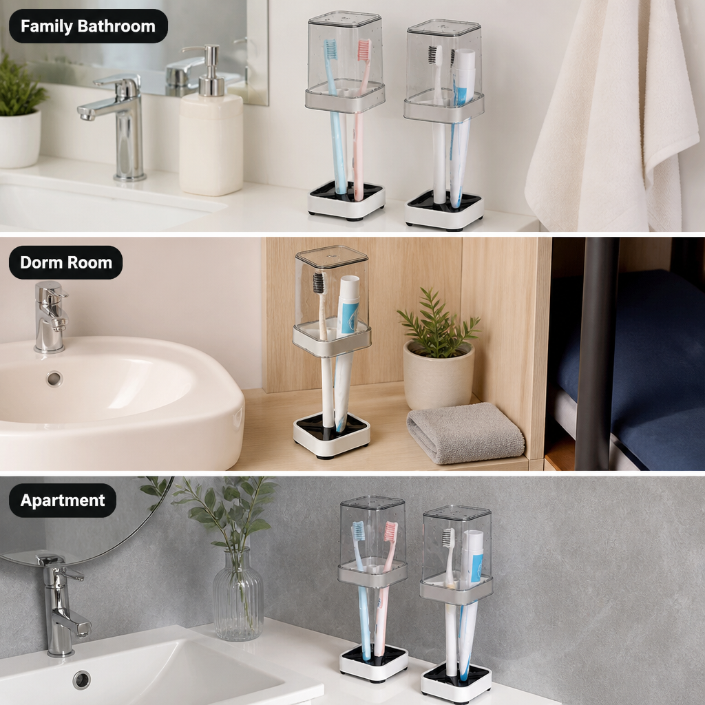 PureGuard™ Toothbrush Organizer — Keep Your Bathroom Fresh, Germ-Free, and Clutter-Free Every Day