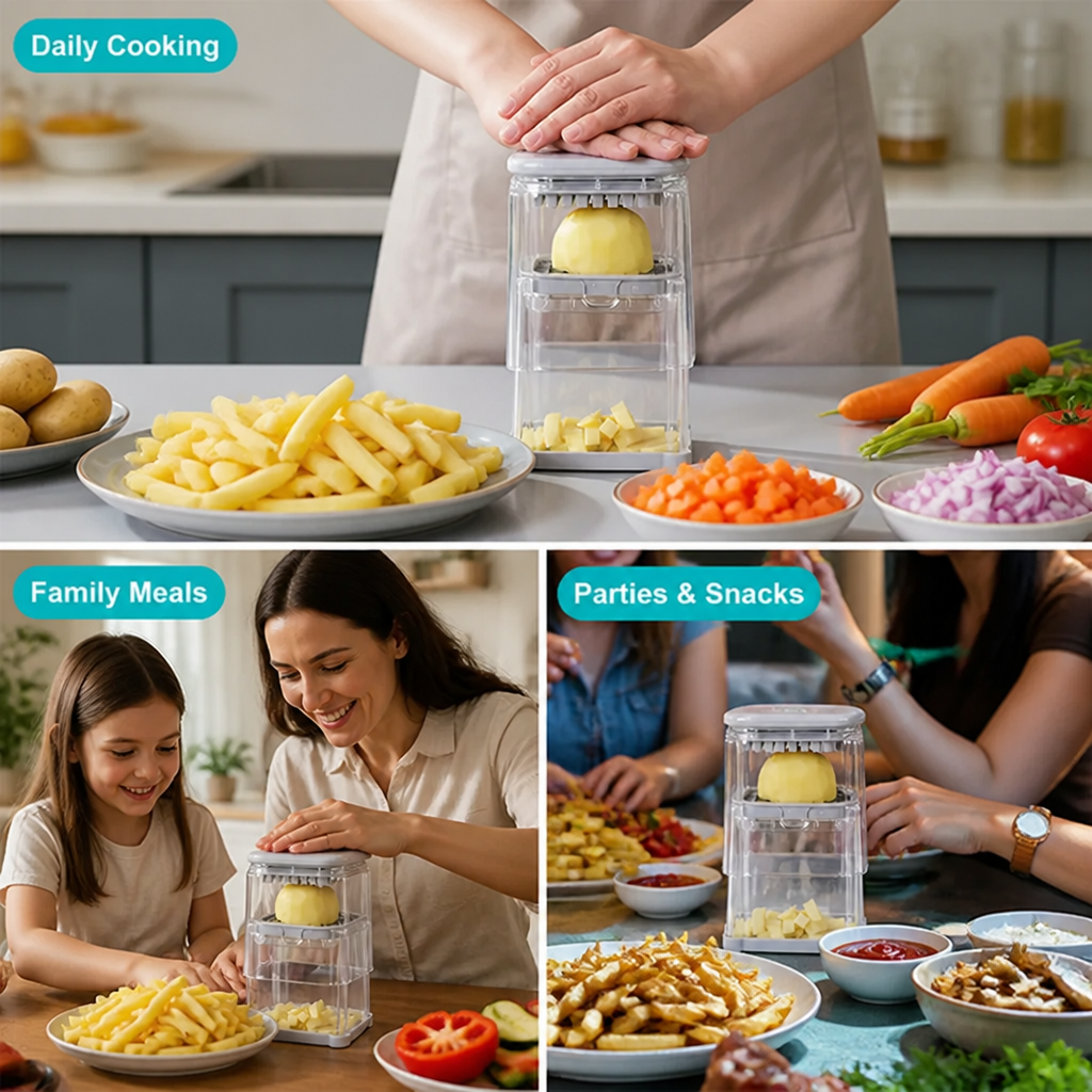 SlicePro™ 4-in-1 Fry Cutter — Effortless Precision for Perfectly Crispy Fries Every Time