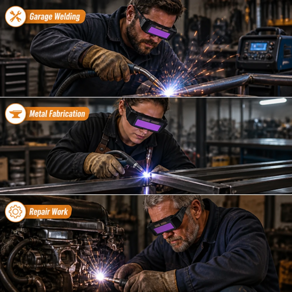 ArcEase™ auto-darkening glasses — Stay focused on every detail, not the glare