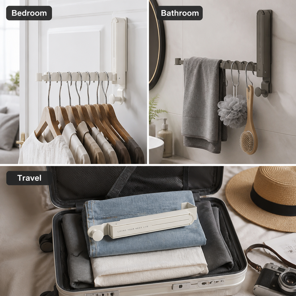 FlexiHold™ Foldable Hooks Hanger — Instantly Declutter Any Space and Feel Total Freedom