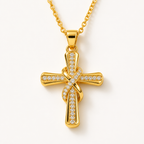 Aurellié™ Gold Knot Cross Necklace — Wear Confidence That Lights Up Every Room