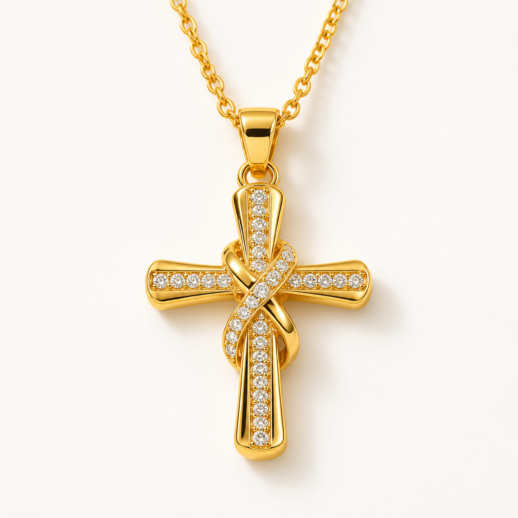 Aurellié™ Gold Knot Cross Necklace — Wear Confidence That Lights Up Every Room
