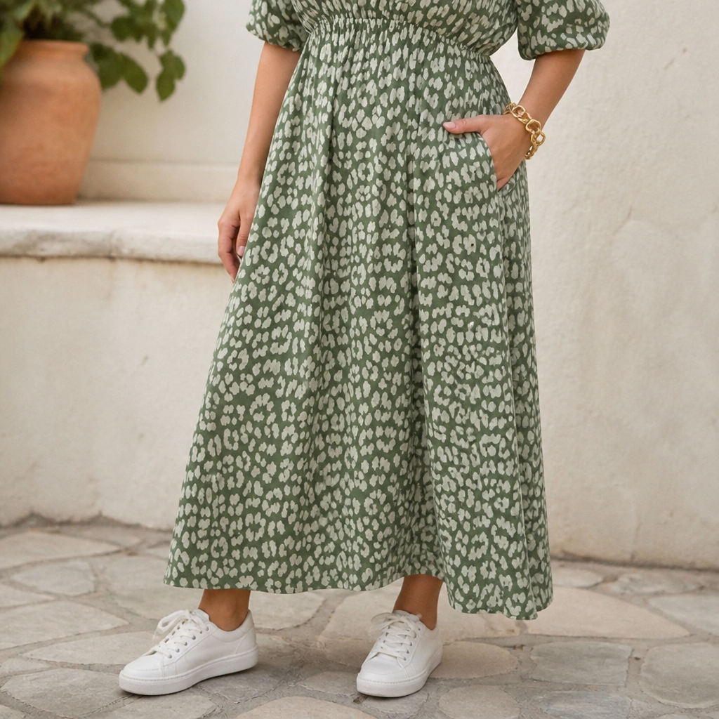 LumaLace™ V-Neck Printed Dress — Turn Heads Instantly with Effortless Comfort and Flawless Fit