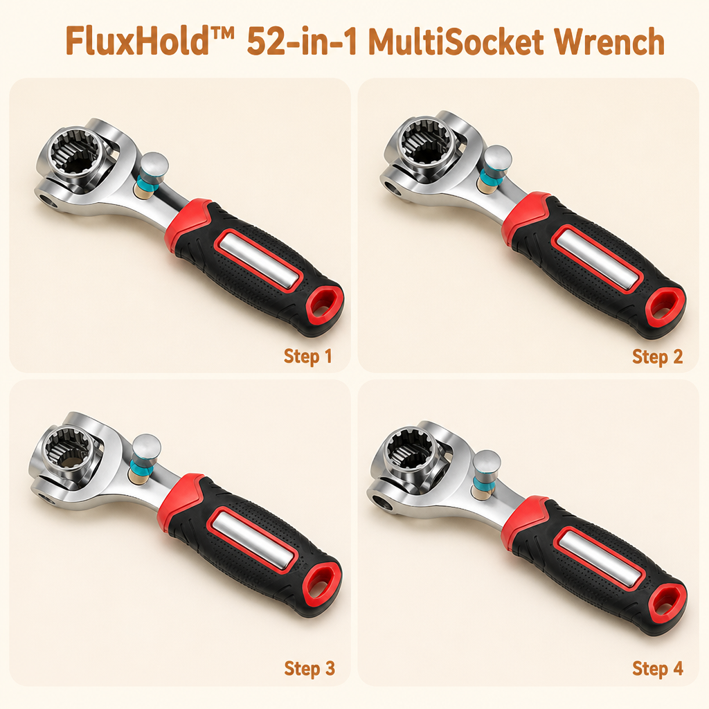 FluxHold™ 52-in-1 MultiSocket Wrench — Conquer Every Bolt Effortlessly Without the Hassle