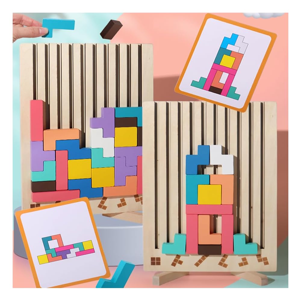 Wooden stacking game for promoting concentration and fine motor skills
