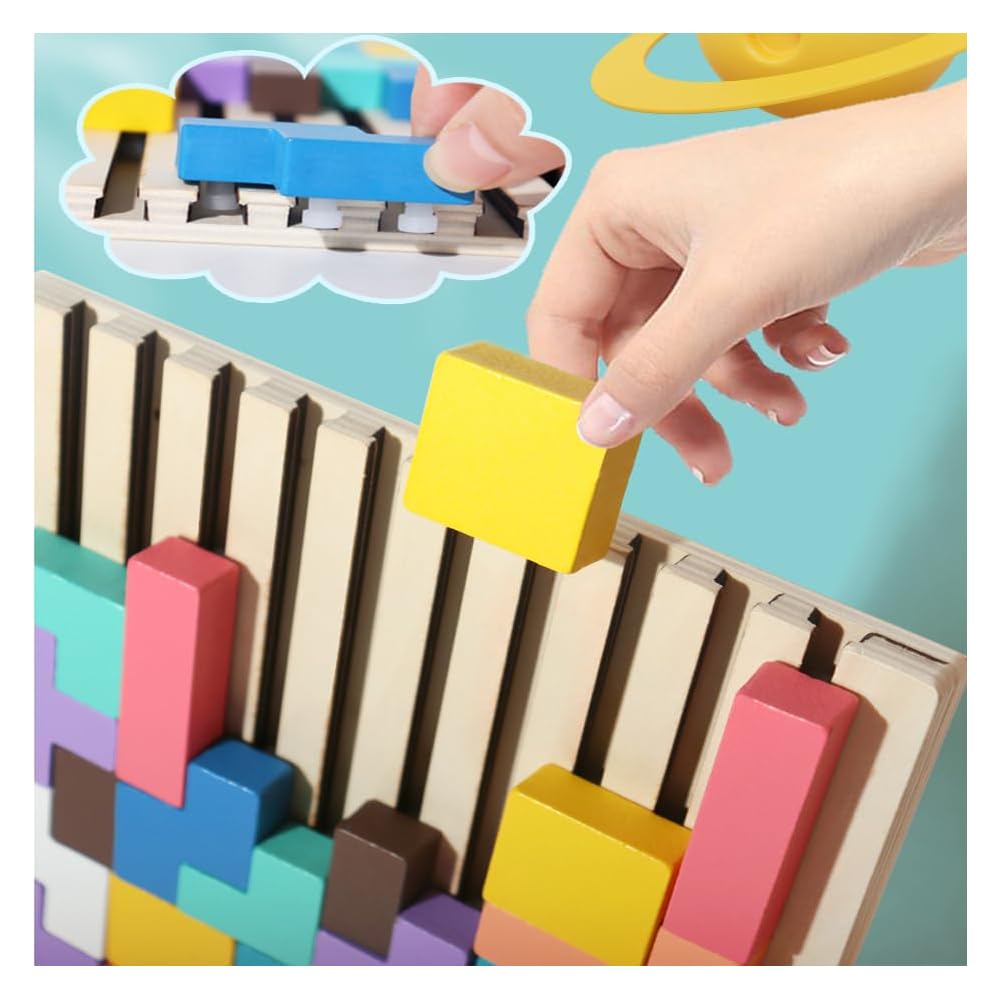 Wooden stacking game for promoting concentration and fine motor skills
