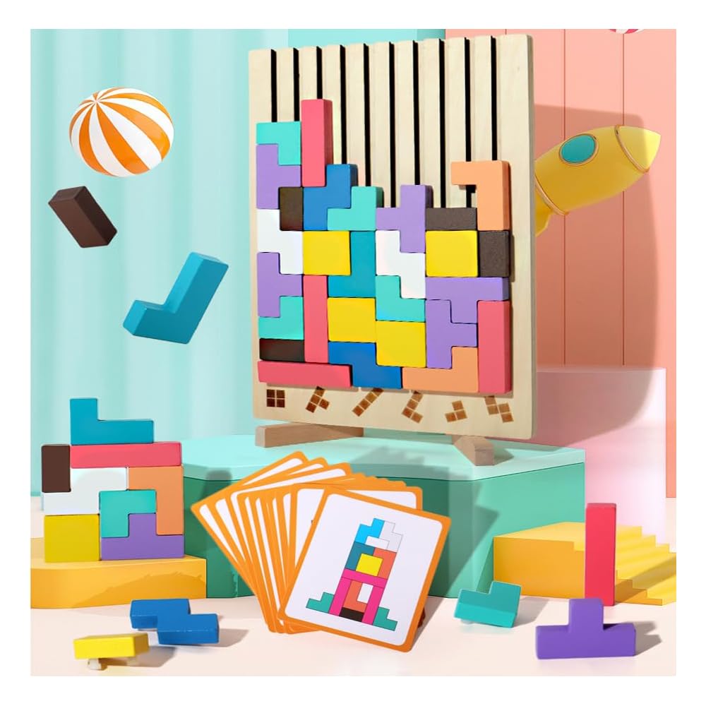 Wooden stacking game for promoting concentration and fine motor skills