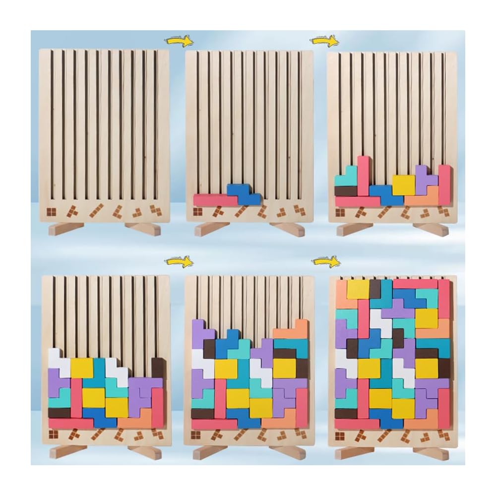Wooden stacking game for promoting concentration and fine motor skills