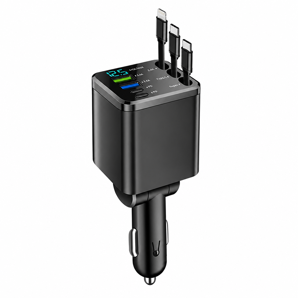 JetVolt™ 7-in-1 Retractable Car Charger — Power Every Device Fast Without the Mess or Stress