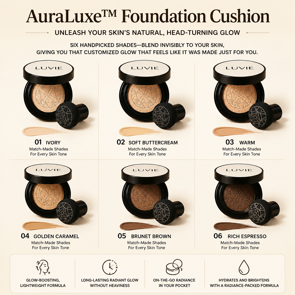 AuraLuxe™ Foundation Cushion — Unleash Your Skin’s Natural, Head-Turning Glow